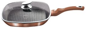 Tigaie grill marmorata cu capac, 28 cm Rose Gold Berlinger Haus BH 1610N