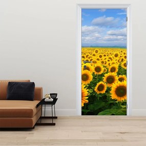 Fototapet pentru ușă - Câmp cu floare soarelui (95x205cm)