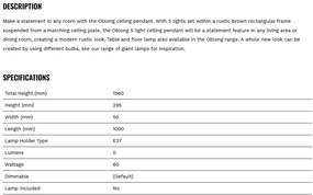 Lustra rustica cu 5 surse de lumina Oblong
