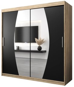 Dulap de haine 200 cm Eclipse (Stejar sonoma + Negru mat). 1063439