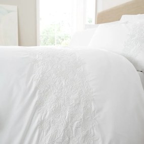 Lenjerie de pat albă din bumbac pentru pat dublu/extinsă 230x220 cm Embroidery Floral – Bianca