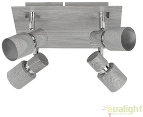 Lustra aplicata design modern 4 spoturi Merkur gri 6128 RX