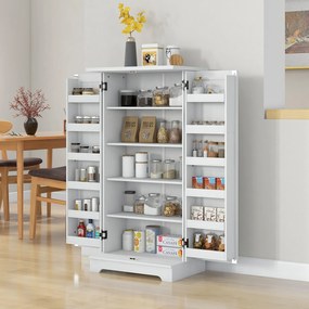 HOMCOM Bufet bucătărie dulap de bucătărie 5 niveluri cu uși și rafturi reglabile 60l x 40P x 120H cm aspect lemn crem | Aosom Romania