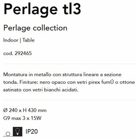 Veioza moderna Perlage tl3 negru/fumuriu