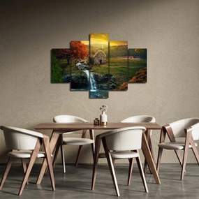 Tablou cu căbănuță în peisaj de poveste (150x105 cm)