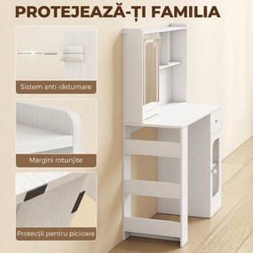 HOMCOM Masă de Toaletă cu Oglindă Glisantă, Lumini LED și Sertar, Alb | Aosom Romania