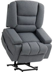 HOMCOM Scaun Rabatabil, Canapea cu Masaj prin Vibrații și Căldură, Scaun de Ridicare cu Telecomandă, 97x90x102 cm, Gri
