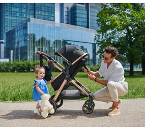 Cărucior de copii combinat 3 în 1 KINDERKRAFT ESME Pure black + scaun auto MINK PRO