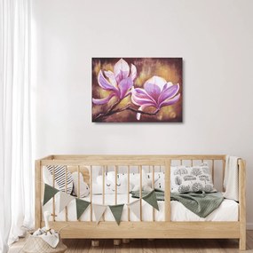Tablou pe sticlă - Flori de magnolie (70x50 cm)