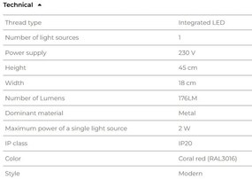 Lampa de masa LED design minimalist ENIGMA, Coral red