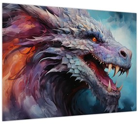 Tablou pe sticlă - Ilustrație a unui dragon (70x50 cm)