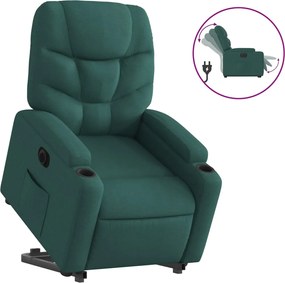 vidaXL Fotoliu electric rabatabil cu ridicare, verde închis, textil