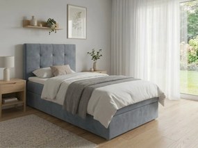 Pat tapițat boxspring DIRELIS TRINITY 90x200 cm gri Saltea: Saltea cu arcuri Bonell