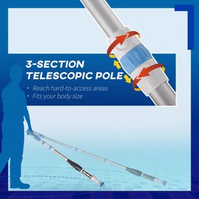 Aspirator de piscina fara fir cu perie, aparat de curata usor pentru piscina cu stalp reglabil în 3 sectiuni | Aosom Romania