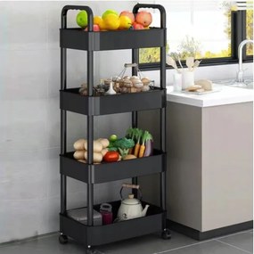 OFERTA Raft pe roti POZIO 37x22x95 cm negru II.calitate