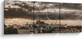 Tablou - Praga înnorită (cu ceas) (90x30 cm)