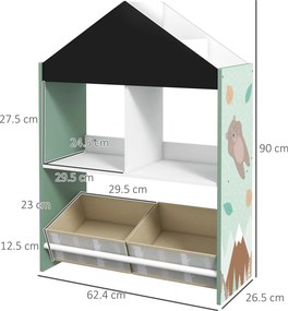 ZONEKIZ Raft Jucării cu Sertare și Rafturi Detașabile, Raft Organizator, Verde | Aosom Romania