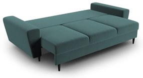 Canapea petrol extensibilă, cu spațiu de depozitare cu tapițerie din catifea 235 cm Kyoto – Cosmopolitan Design