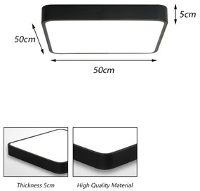 Plafonieră LED Brilagi POOL SQUARE LED/48W/230V 3000/4500/6000K 50x50 cm negru