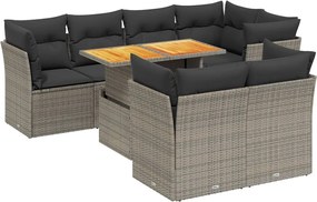 vidaXL Set canapele de grădină cu perne, 8 piese, gri, poliratan