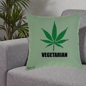Perna Decorativa Vegetarian cu Frunza, 40x40 cm, Verde, Husa Detasabila, Perna Inclusa, BEKZ®