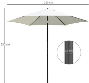 Outsunny Umbrelă de Grădină sau Verandă 2.6M, Design cu 6 Coaste și Stâlp din Aluminiu, Ușor de Asamblat, Alb Crem | Aosom Romania