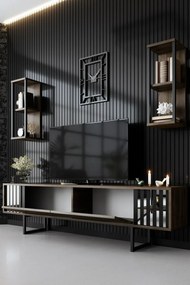 Măsuță TV cu rafturi Chrome Walnut and Black