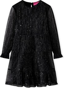 vidaXL Rochie pentru copii cu mâneci lungi, negru, 92