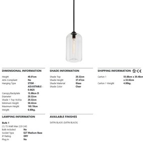 Pendul design vintage-industrial DISTRICT small, abajur transparent