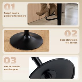 HOMCOM Set 2 Scaune de Bar din Piele PU cu Suport pentru Picioare, Scaune Rotative, Bucătărie, Crem | Aosom Romania