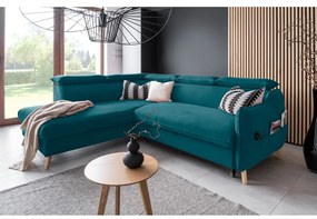 Colțar turcoaz extensibil cu tapițerie din catifea (cu colț pe partea stângă ) Sweet Harmony – Miuform