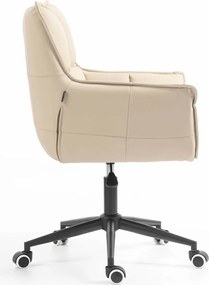 HR560K Scaun Crem Piele Ecologica Premium Soft cu Bază Neagră