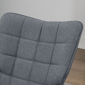 HOMCOM Scaun cu leagăn cu taburet, confortabil, până la 130 kg, aspect de in, 64x89x90cm, Gri | Aosom Romania