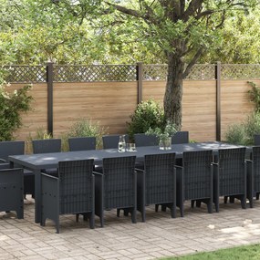 vidaXL Set de masă pentru grădină 15 pcs Antracit Ratan Polt