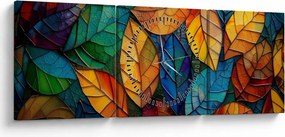 Tablou - Mozaic din frunze (cu ceas) (90x30 cm)