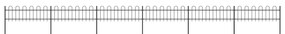 Gard de gradina cu varf curbat, negru, 10,2 x 0,6 m, otel 1, 0.6 m, 10.2 m