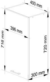 Dulap superior de bucătărie Ozara W40 H720 (alb + cappuccino lucios). 1071185