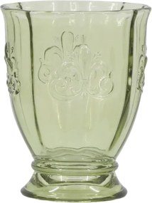 Pahar din sticlă, verde olive, cu model decorativ, „Saint-Émilion", 8,5 x 10,5 cm