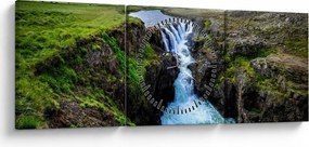 Tablou - Cascada intre stânci (cu ceas) (90x30 cm)