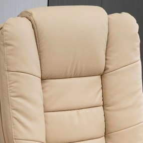 HOMCOM Set Fotoliu și Pouf pentru Picioare, Rotativ la 360° și Reclinabil cu Suport pentru Cap și Brate, 85x106x94cm, Bej | Aosom Romania