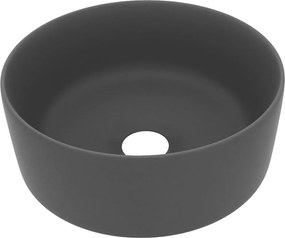 vidaXL Chiuvetă baie lux, gri închis mat, 40x15 cm, ceramică, rotund
