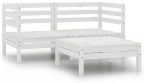 806603 vidaXL Set mobilier de grădină, 3 piese, alb, lemn masiv de pin