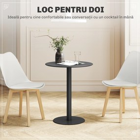 HOMCOM Masă de Dining Rotundă și Modernă pentru 2 Persoane din Oțel, Neagră | Aosom Romania