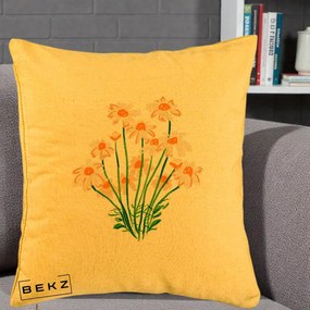 Perna Decorativa Margarete Camp, 40x40 cm, Galben, Husa Detasabila, Perna Inclusa, BEKZ®