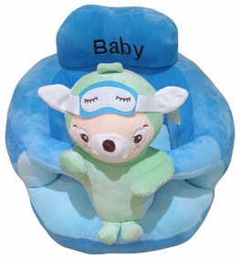 Fotoliu din plus pentru bebelusi cu spatar si decupaj pentru picioare, Oita somnoroasa, 50 cm, Albastru, FPS-109