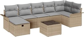 vidaXL Set de canapele pentru grădină cu pernă 8 pcs Bej Rattan poli