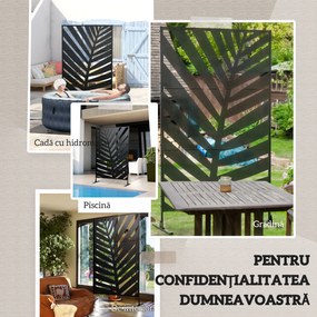 Outsunny Panou de Intimitate pentru Exterior din Metal, 122 x 198 cm, Separator Decorativ cu Suport și Șuruburi de Expansiune, Panou Autoportant pentru Grădină, Terasă, Piscină, Frunză de Bananier | Aosom Romania