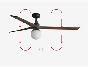 Ventilator de tavan FARO 34276-11L KLIM L 1xE27/15W/230V lemn/negru + telecomandă