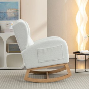 Scaun balansoar modern cu husă din material Teddy, Alb | Aosom Romania