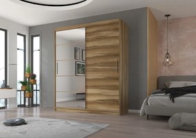 Dulap cu usi glisante si oglinda, 180x215 cm, Esti, ADRK Furniture (Culoare: Alb)